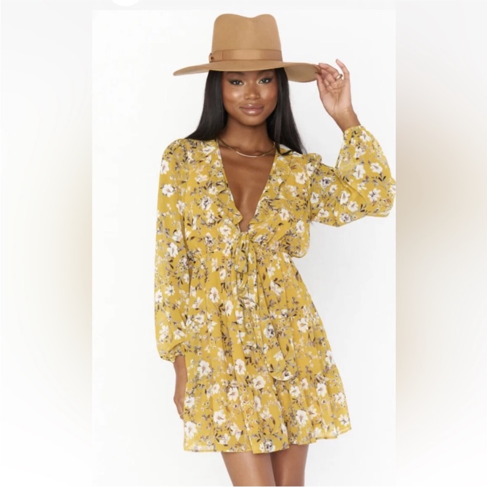 Show Me Your Mumu Women's NWT Addy Flowy Tie Dress Yellow Floral Size Small